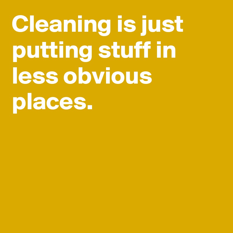 Cleaning is just putting stuff in less obvious places.



