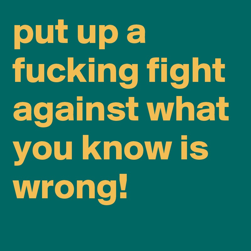 put up a fucking fight against what you know is wrong!