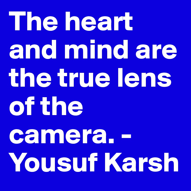 The heart and mind are the true lens of the camera. - Yousuf Karsh