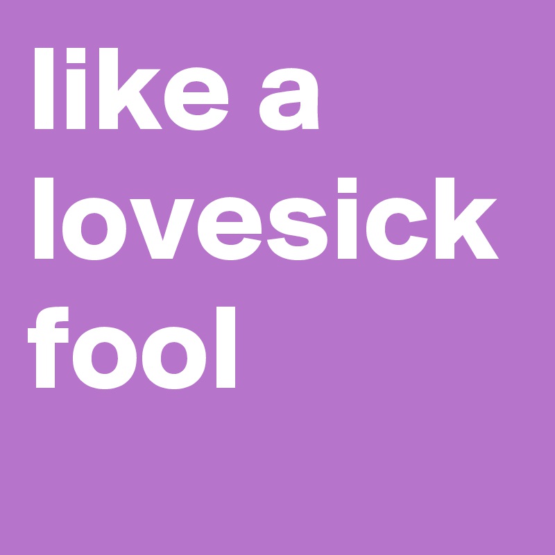 like a lovesick fool