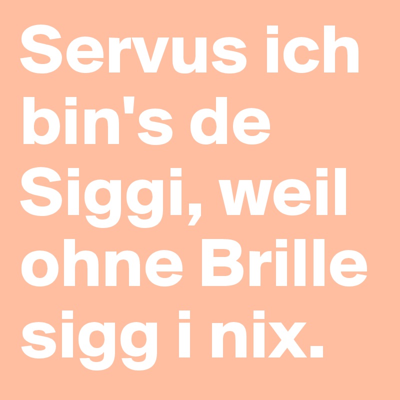 Servus ich bin's de Siggi, weil ohne Brille sigg i nix.