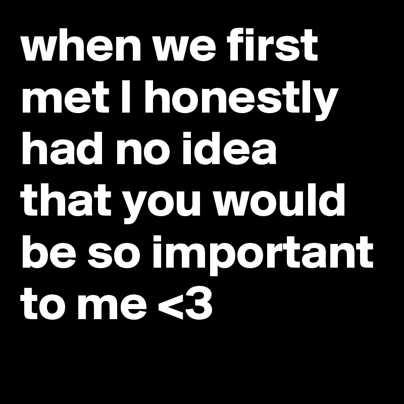 when we first met I honestly had no idea that you would be so important ...