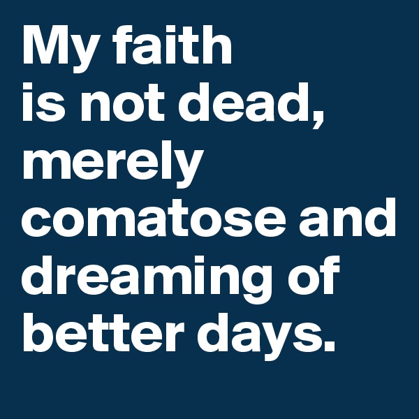 My faith 
is not dead, merely comatose and dreaming of better days.