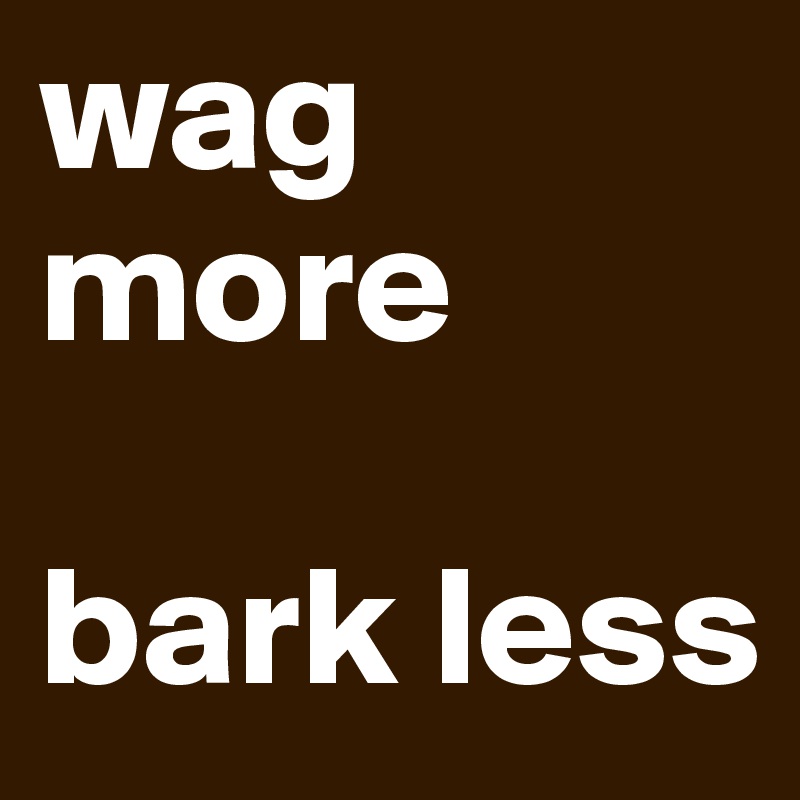 wag more 

bark less