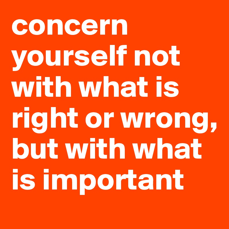 concern yourself not with what is right or wrong, but with what is important