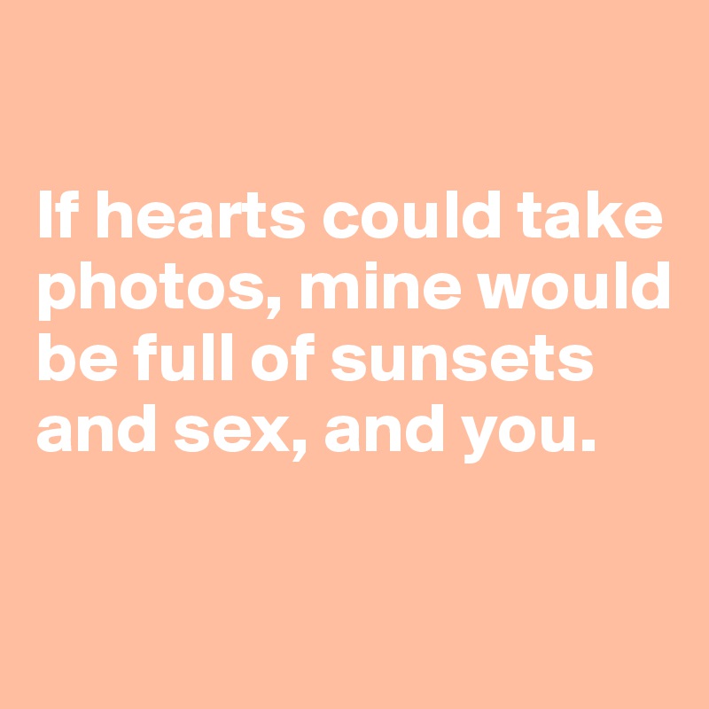 

If hearts could take photos, mine would be full of sunsets and sex, and you.

