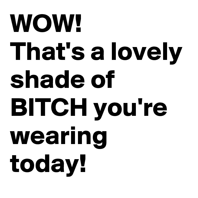 WOW!
That's a lovely shade of BITCH you're wearing today!
