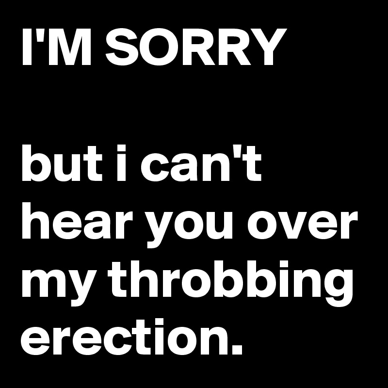 I'M SORRY

but i can't hear you over my throbbing erection.