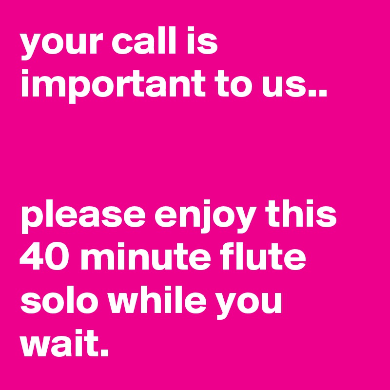 your call is important to us..


please enjoy this 40 minute flute solo while you wait.