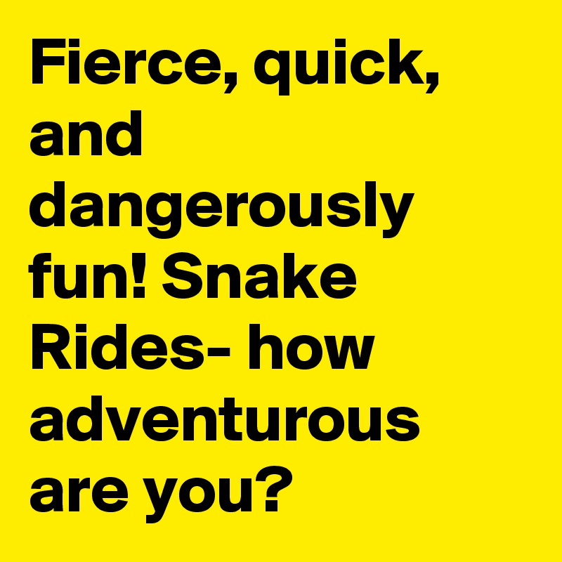 Fierce, quick, and dangerously fun! Snake Rides- how adventurous  are you?
