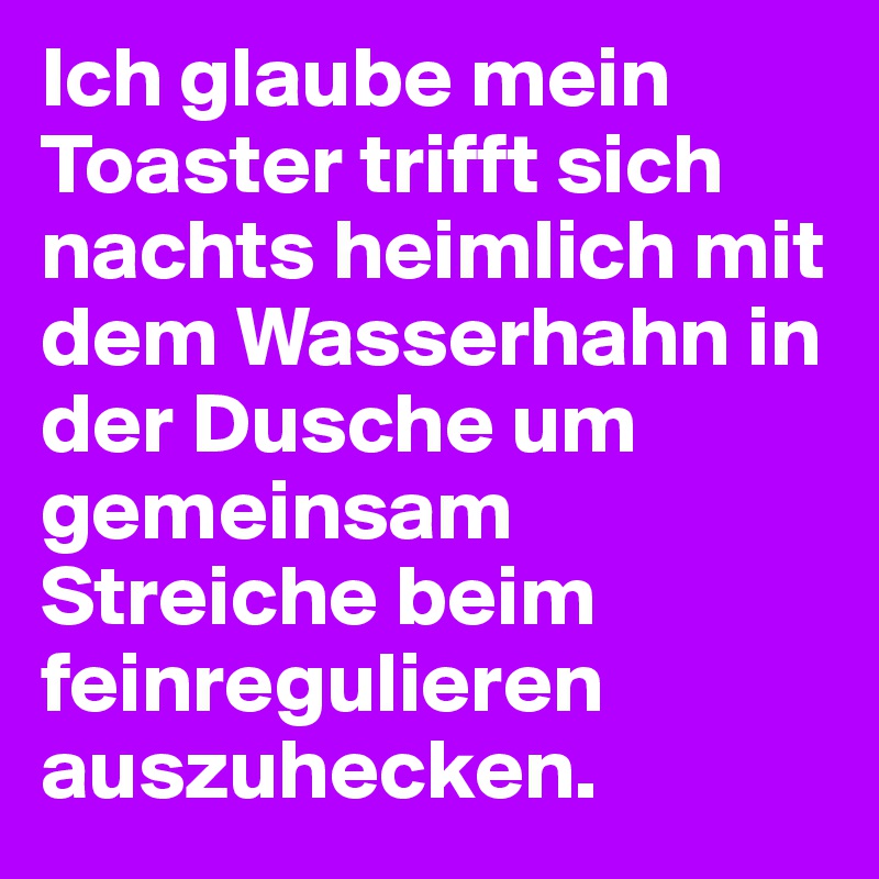 Ich glaube mein Toaster trifft sich nachts heimlich mit dem Wasserhahn in der Dusche um gemeinsam Streiche beim feinregulieren auszuhecken.