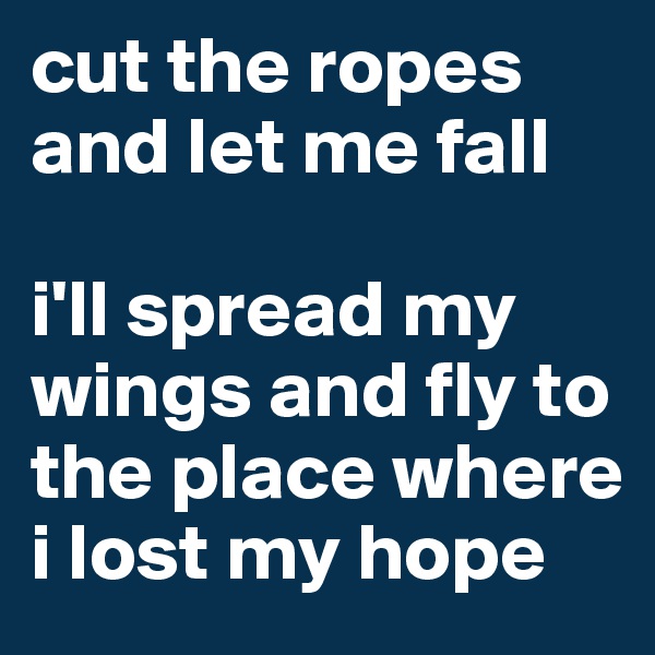 cut the ropes and let me fall

i'll spread my wings and fly to the place where i lost my hope