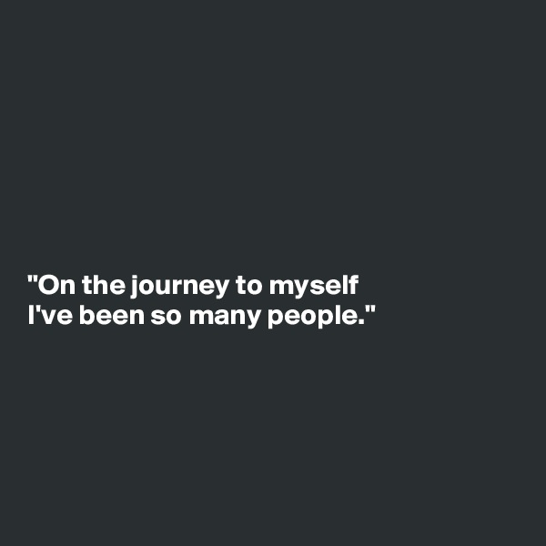 







"On the journey to myself
I've been so many people."





