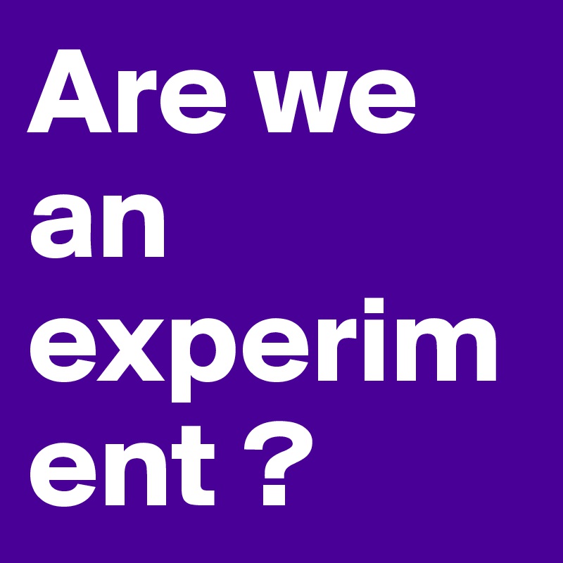 Are we an experiment ?