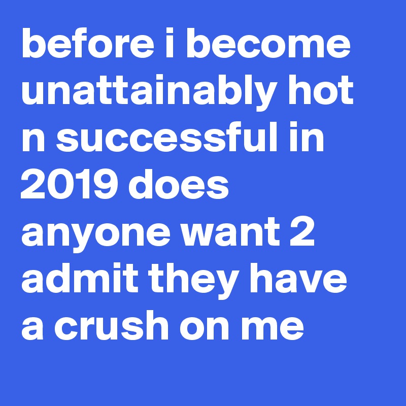 before i become unattainably hot n successful in 2019 does anyone want 2 admit they have a crush on me