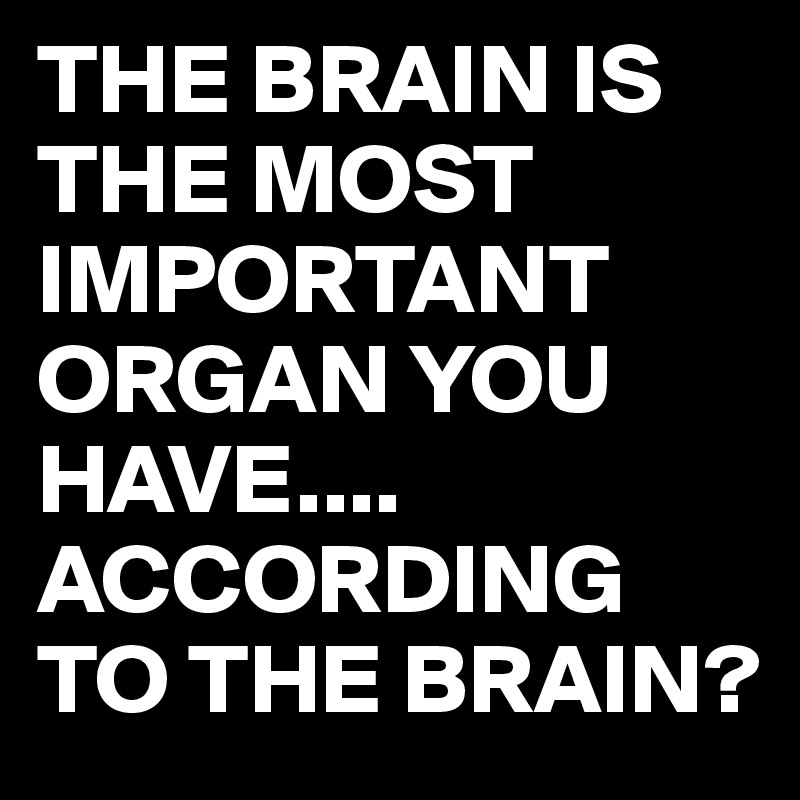 THE BRAIN IS THE MOST IMPORTANT ORGAN YOU HAVE....
ACCORDING TO THE BRAIN?