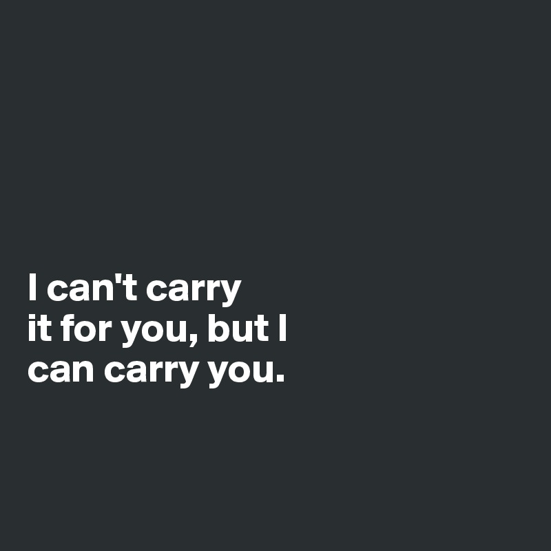 





I can't carry 
it for you, but I 
can carry you.


