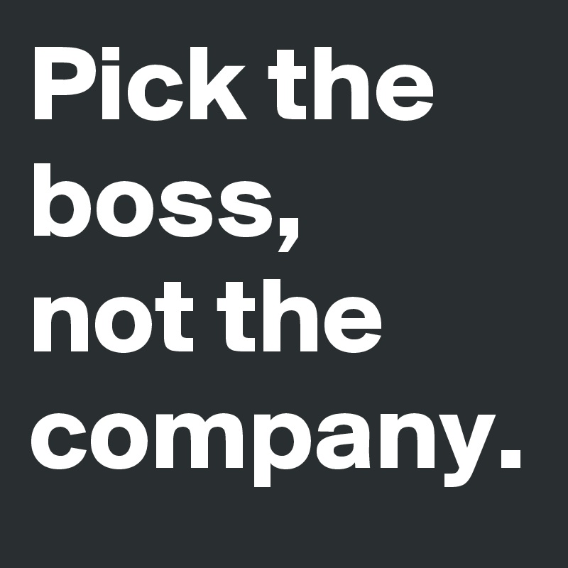 Pick the boss, 
not the company.