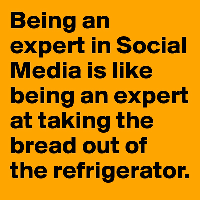 Being an expert in Social Media is like being an expert at taking the bread out of the refrigerator. 