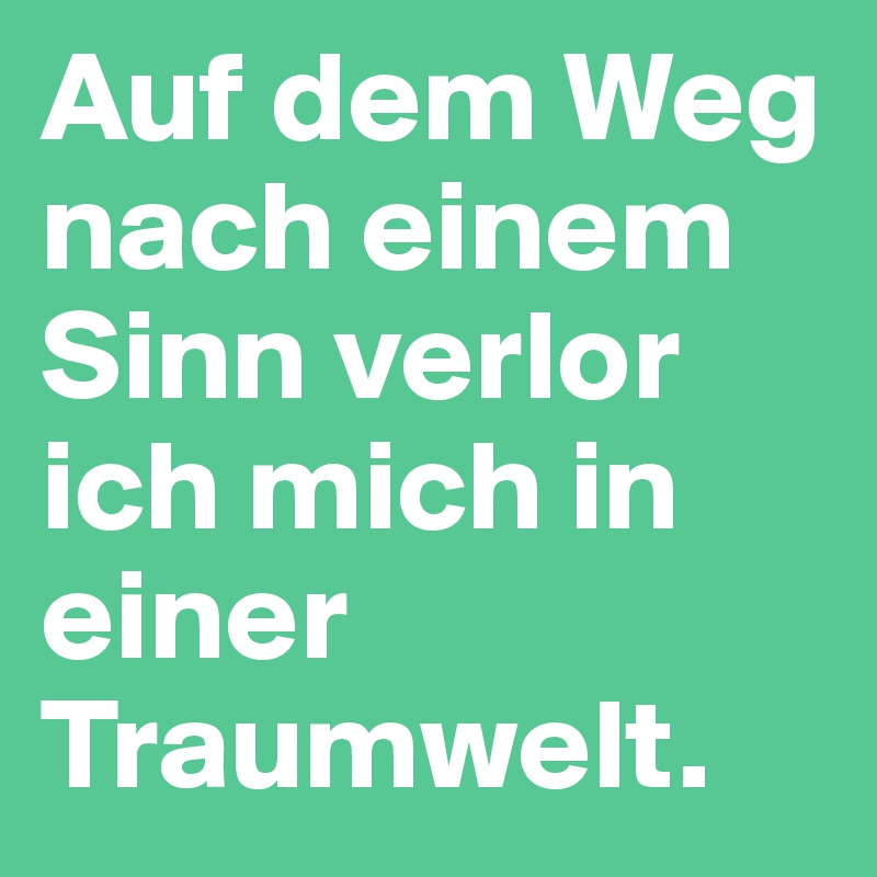 Auf dem Weg nach einem Sinn verlor ich mich in einer Traumwelt.