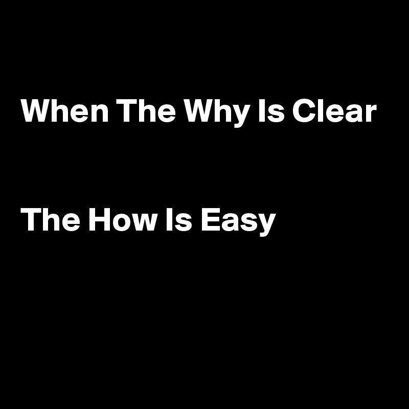 

When The Why Is Clear


The How Is Easy



