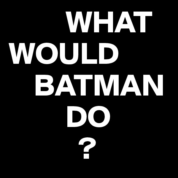          WHAT WOULD
    BATMAN
         DO
           ?