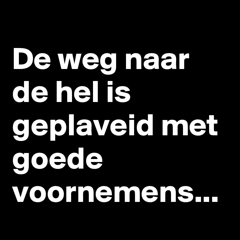 Afbeeldingsresultaat voor de weg naar de hel is geplaveid met goede voornemens