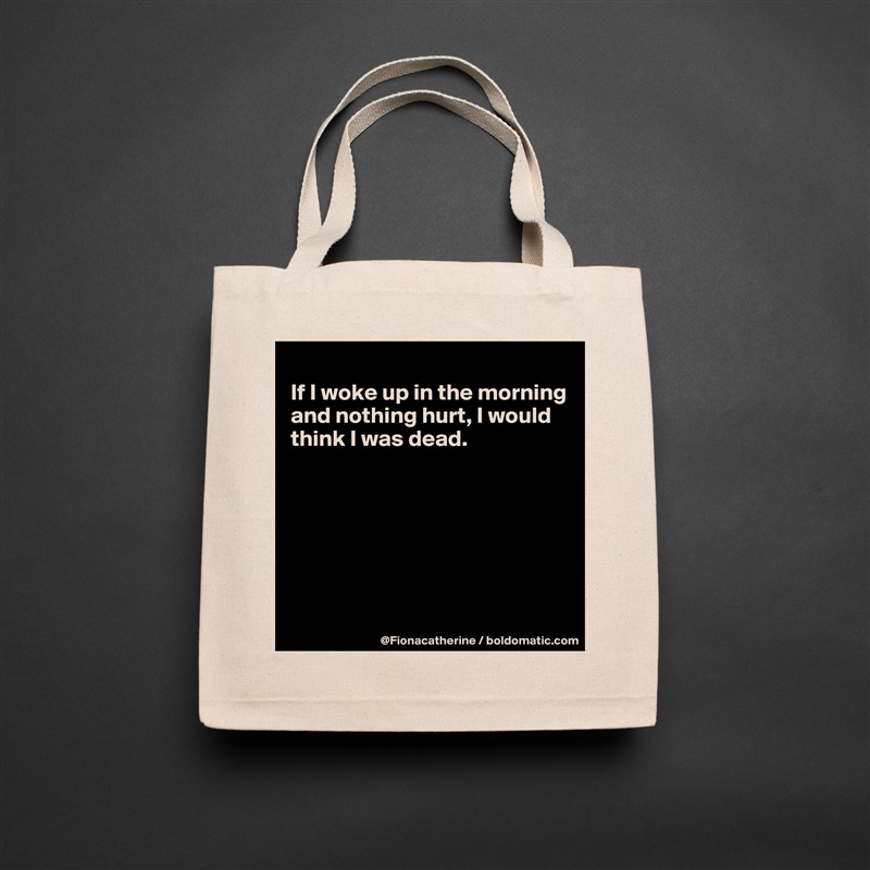 
If I woke up in the morning
and nothing hurt, I would
think I was dead.







 Natural Eco Cotton Canvas Tote 