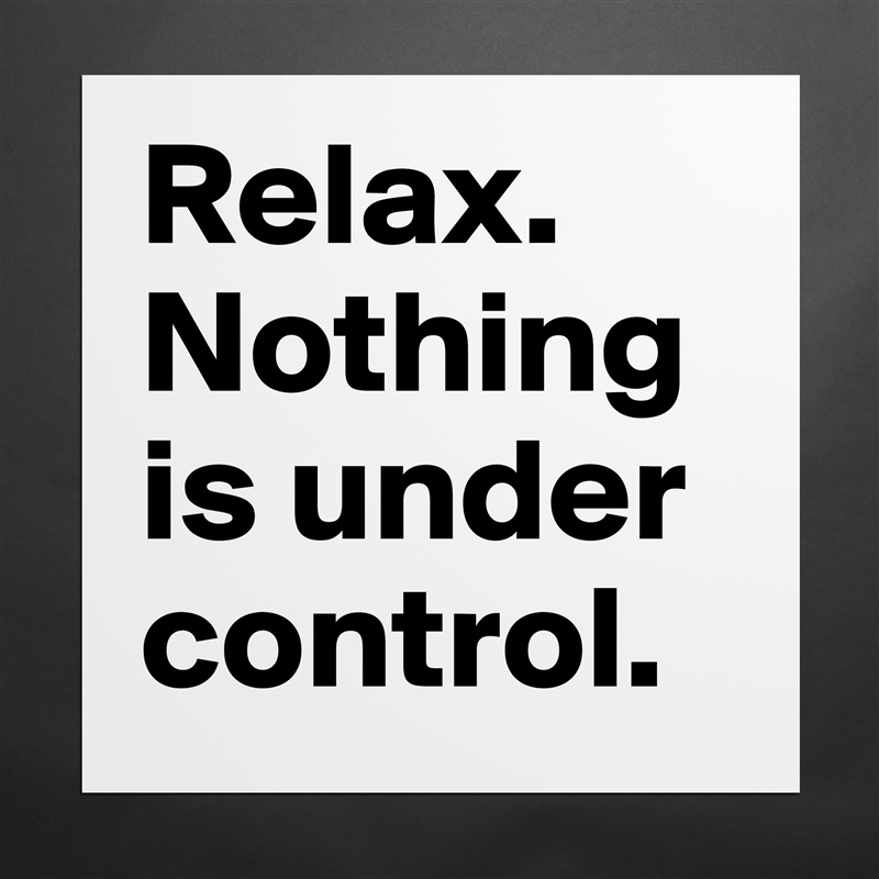 Relax. Nothing is under control. Matte White Poster Print Statement Custom 