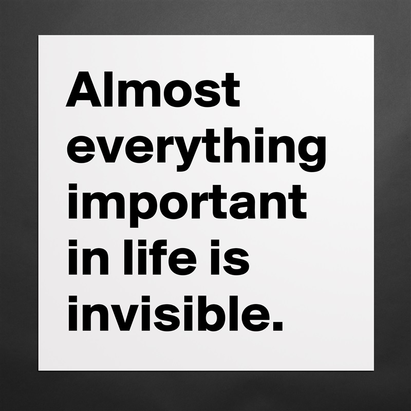 Almost everything important in life is invisible. Matte White Poster Print Statement Custom 