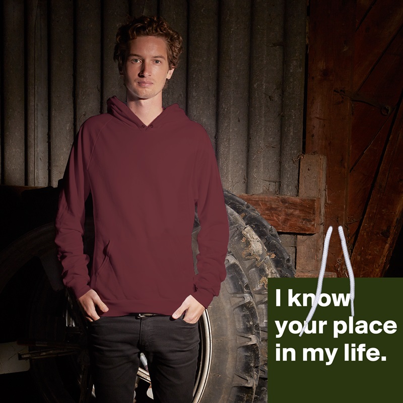I know your place in my life.
 White American Apparel Unisex Pullover Hoodie Custom  