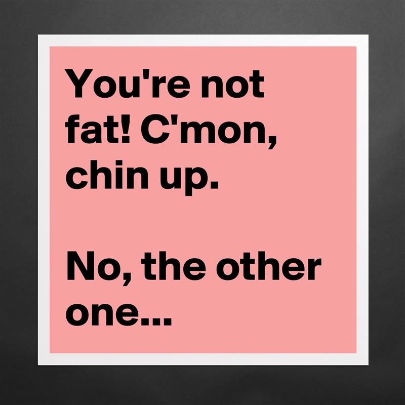 You're not fat! C'mon, chin up.

No, the other one... Matte White Poster Print Statement Custom 
