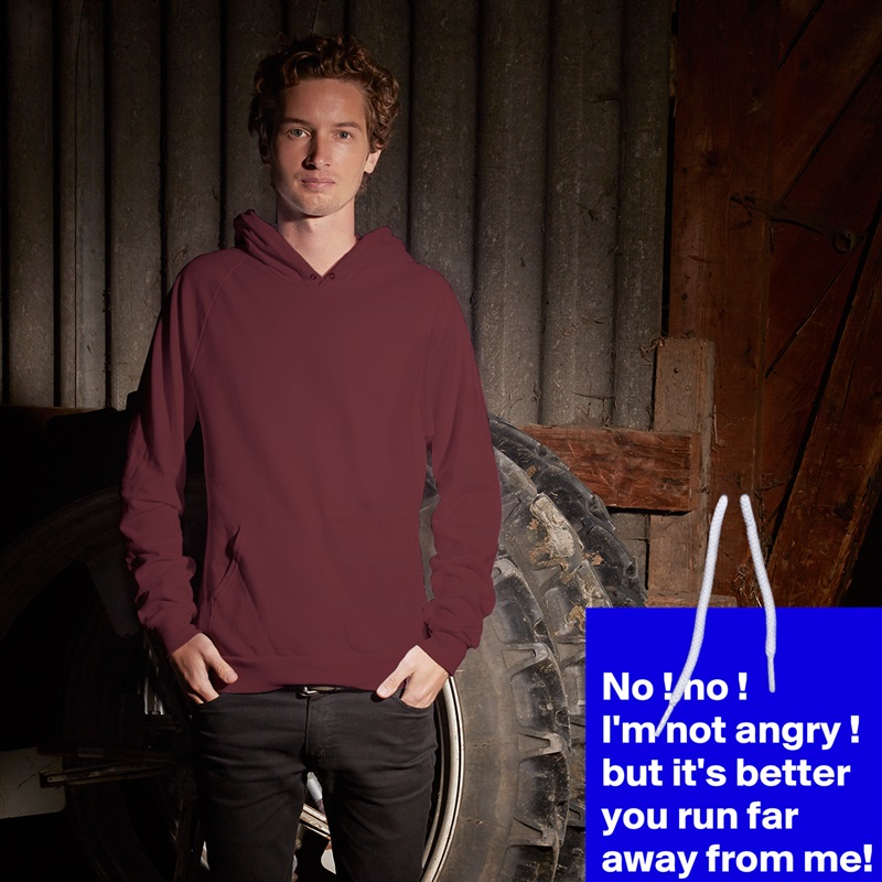 
No ! no !
I'm not angry ! 
but it's better you run far away from me! White American Apparel Unisex Pullover Hoodie Custom  
