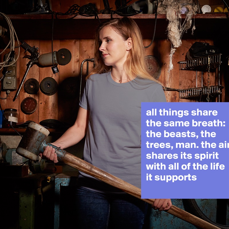 all things share the same breath: the beasts, the trees, man. the air shares its spirit with all of the life it supports White American Apparel Short Sleeve Tshirt Custom 
