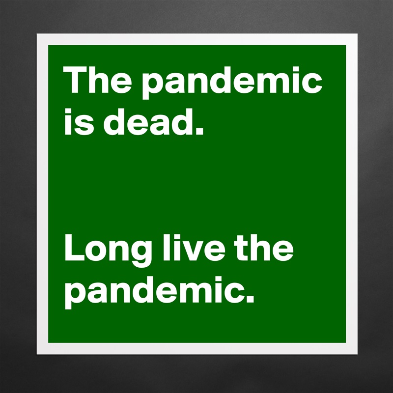 The pandemic is dead. 


Long live the pandemic. Matte White Poster Print Statement Custom 