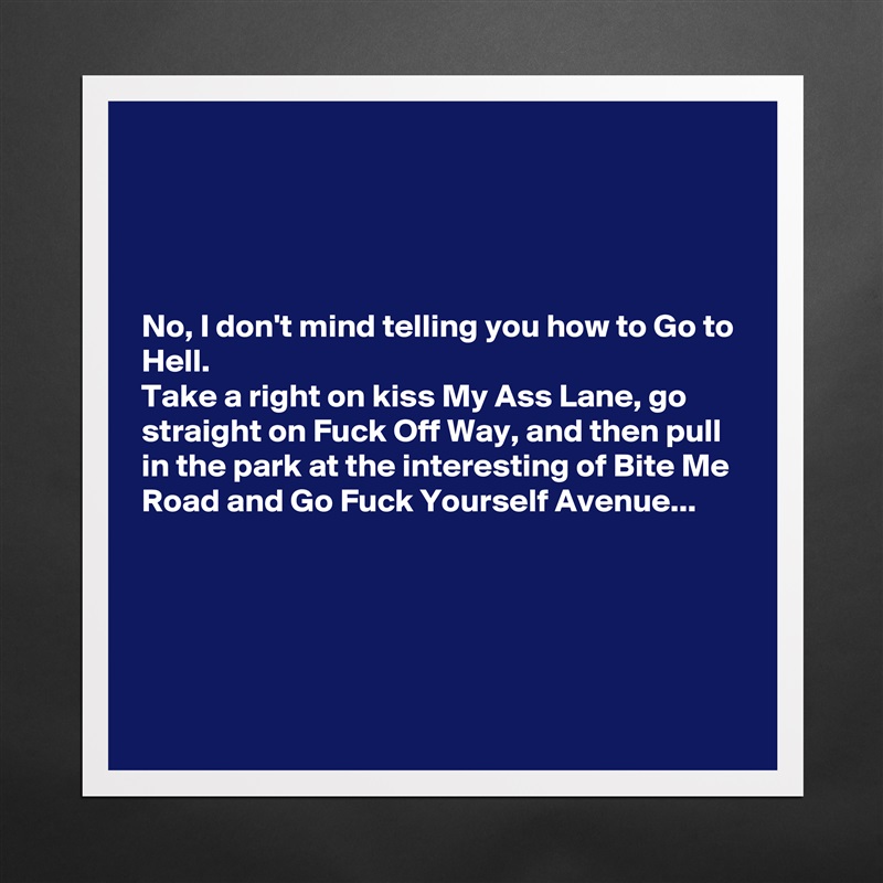 No I Don T Mind Telling You How To Go To Hell T Museum Quality Poster 16x16in By
