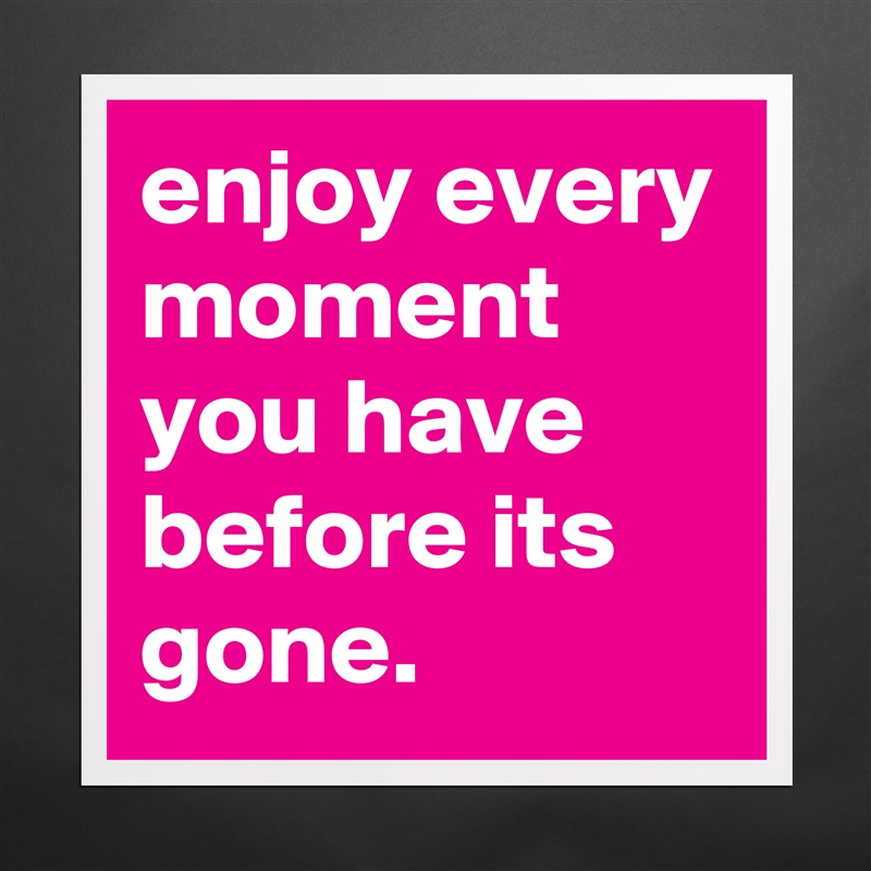 enjoy every moment you have before its gone.  Matte White Poster Print Statement Custom 