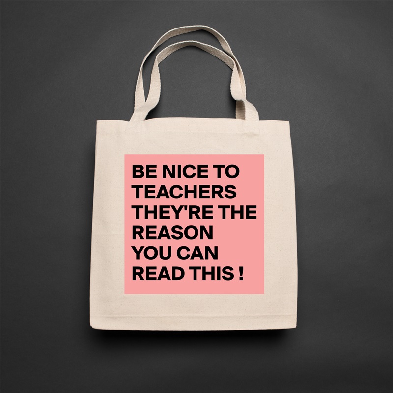 BE NICE TO TEACHERS THEY'RE THE REASON YOU CAN READ THIS ! Natural Eco Cotton Canvas Tote 