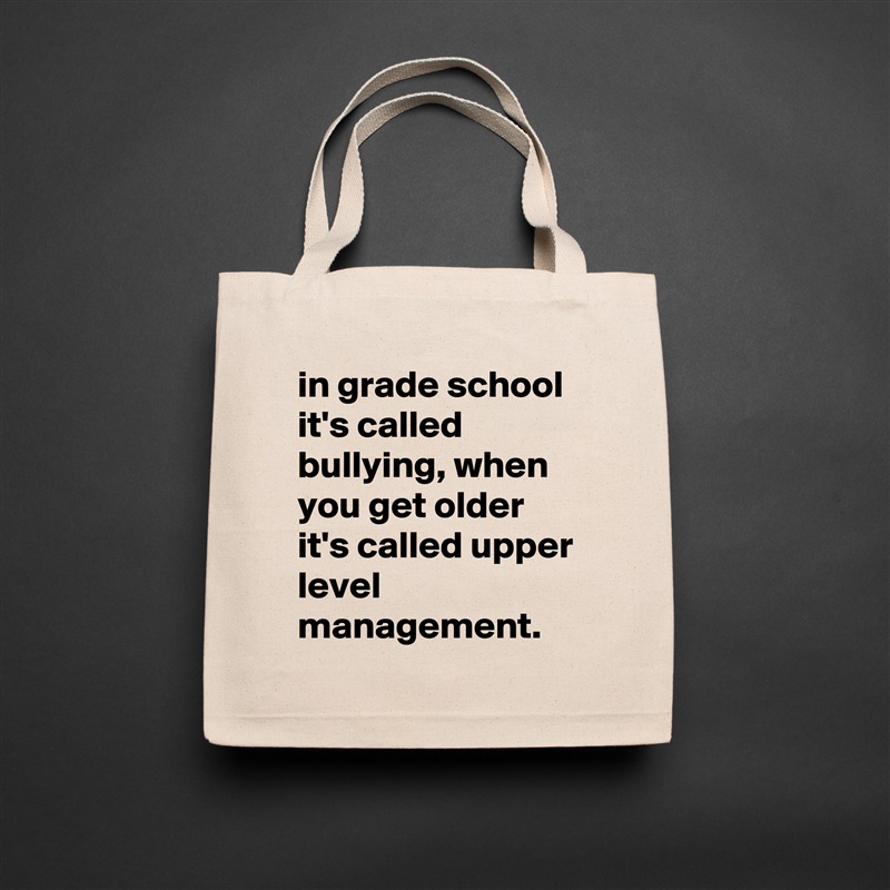 in grade school it's called bullying, when you get older it's called upper level management. Natural Eco Cotton Canvas Tote 