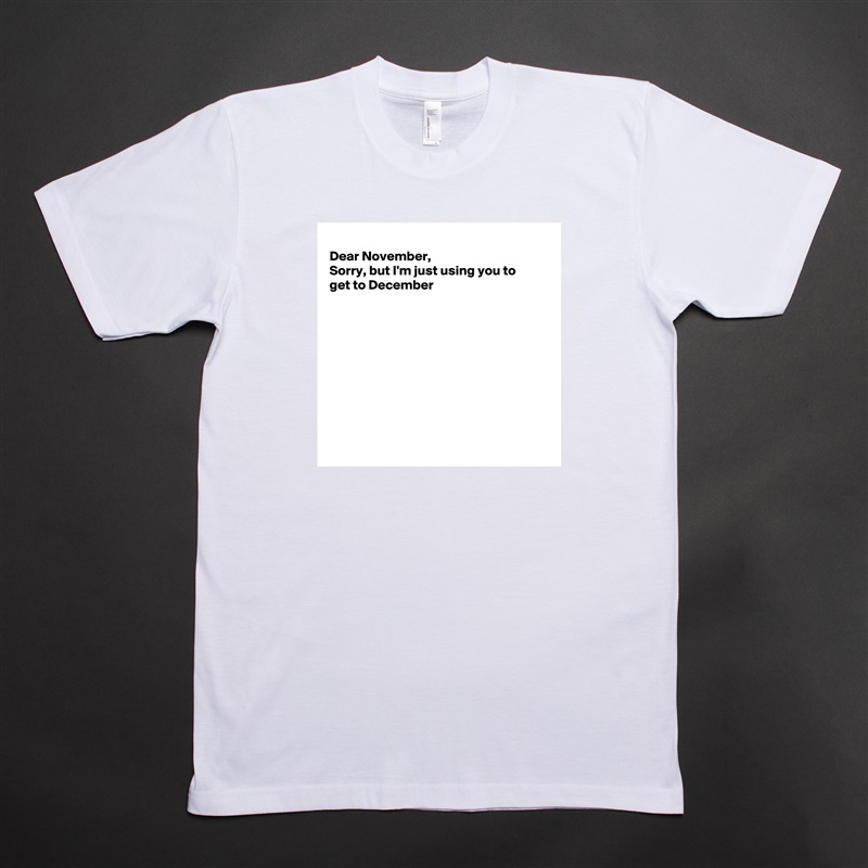 
Dear November, 
Sorry, but I'm just using you to
get to December










 White Tshirt American Apparel Custom Men 