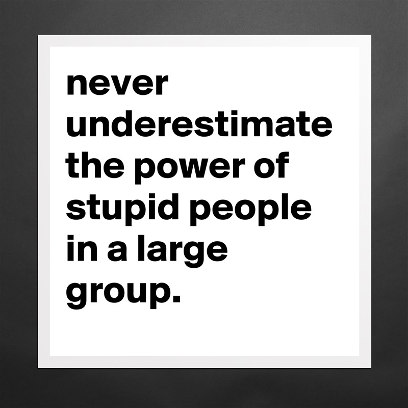 never underestimate the power of stupid people in a large group. Matte White Poster Print Statement Custom 