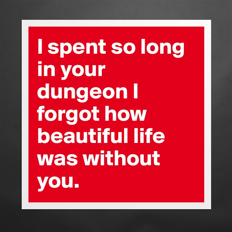 I spent so long in your dungeon I forgot how beautiful life was without you.  Matte White Poster Print Statement Custom 