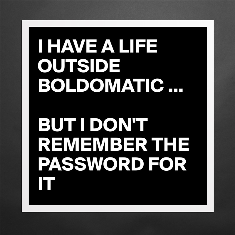 I HAVE A LIFE OUTSIDE BOLDOMATIC ...

BUT I DON'T REMEMBER THE PASSWORD FOR IT Matte White Poster Print Statement Custom 