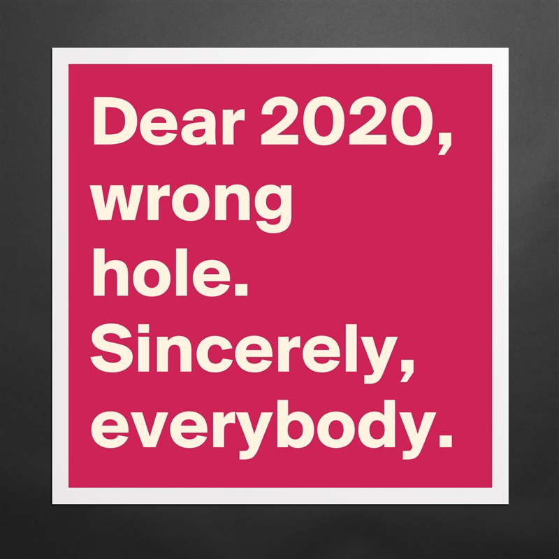 Dear 2020, wrong hole.
Sincerely, everybody. Matte White Poster Print Statement Custom 