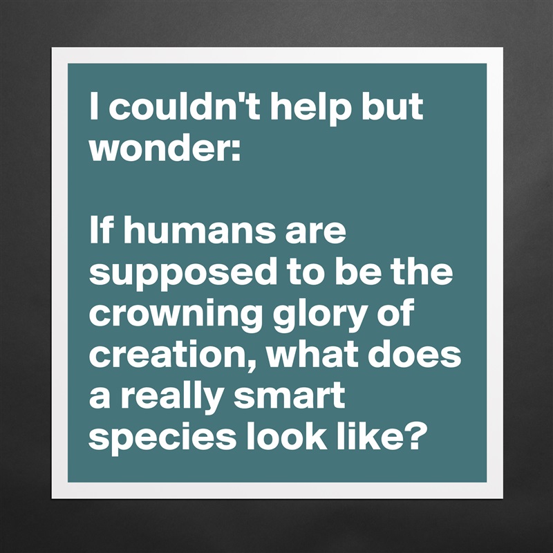 I couldn't help but wonder:

If humans are supposed to be the crowning glory of creation, what does a really smart species look like?  Matte White Poster Print Statement Custom 