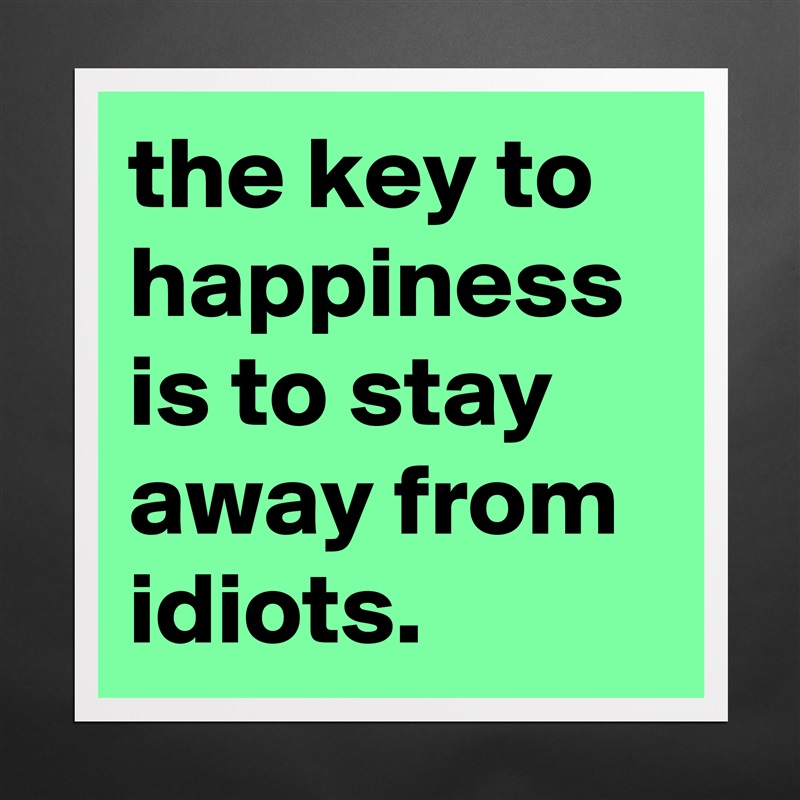 the key to happiness is to stay away from idiots. Matte White Poster Print Statement Custom 